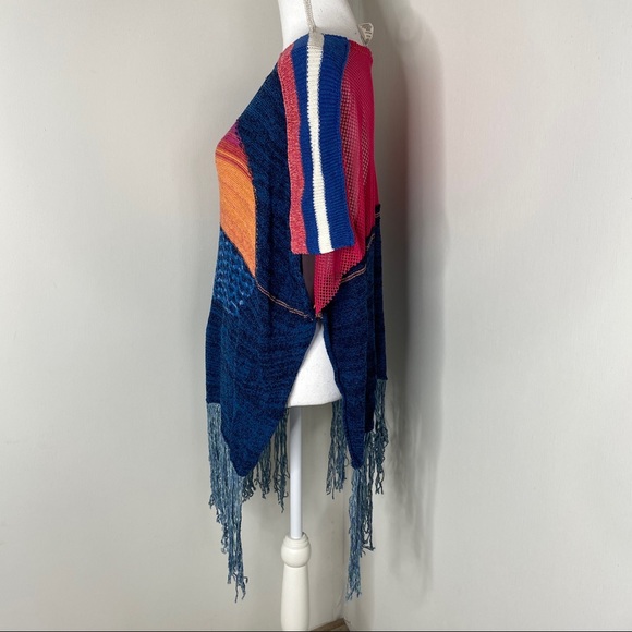 Free People Sunset Knit Fringe Poncho M/L - Picture 11 of 15